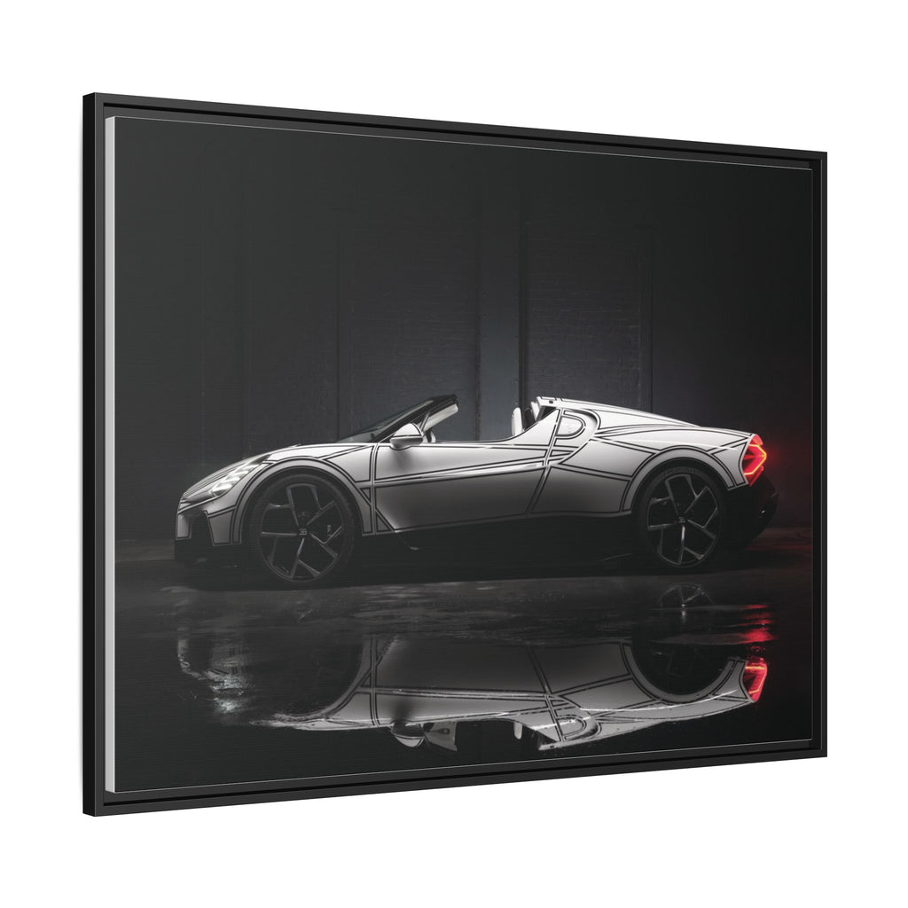 Framed Matte Canvas: Sleek Sports Car Reflection Wall Art