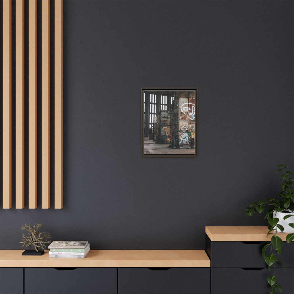 Urban Graffiti Ruins Matte Framed Canvas