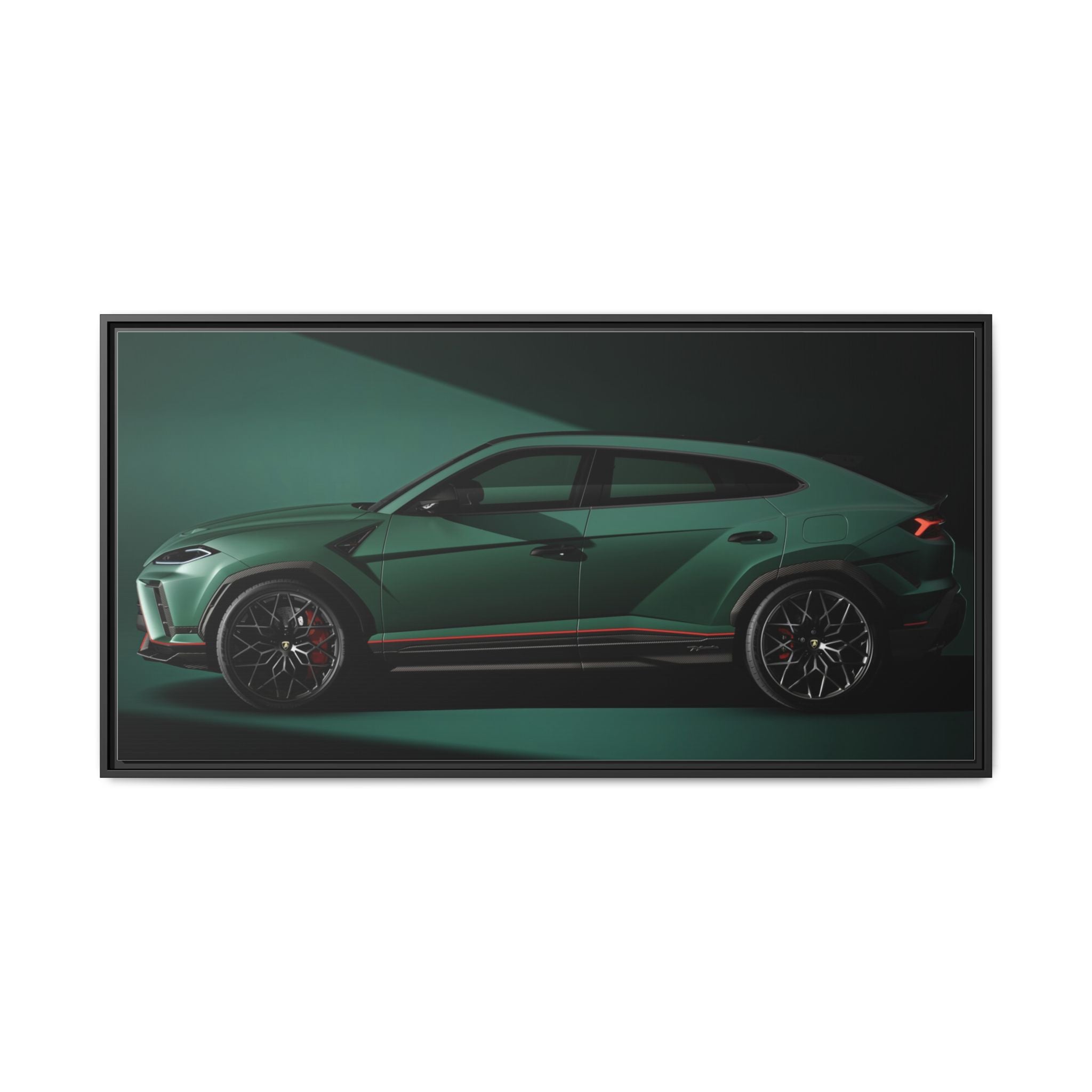 Framed Matte Canvas Print — Emerald Sports SUV Wall Art