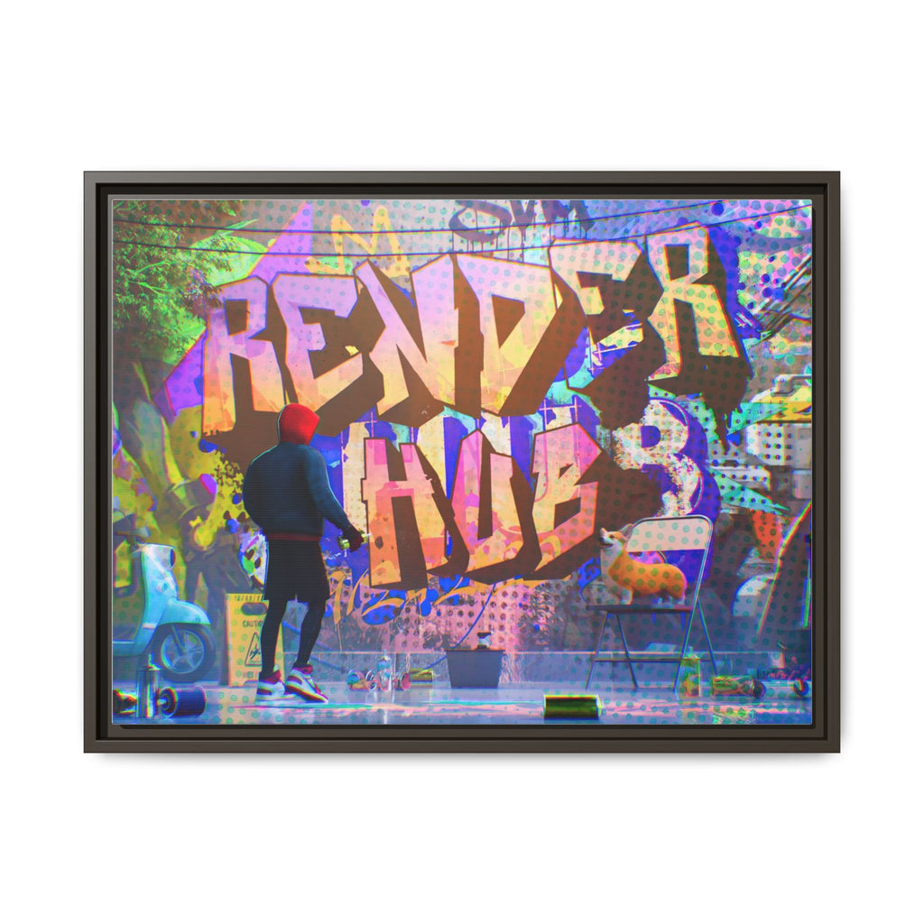 Graffiti Street Art Matte Canvas Framed Print — 'Render Hub' Urban Wall Decor