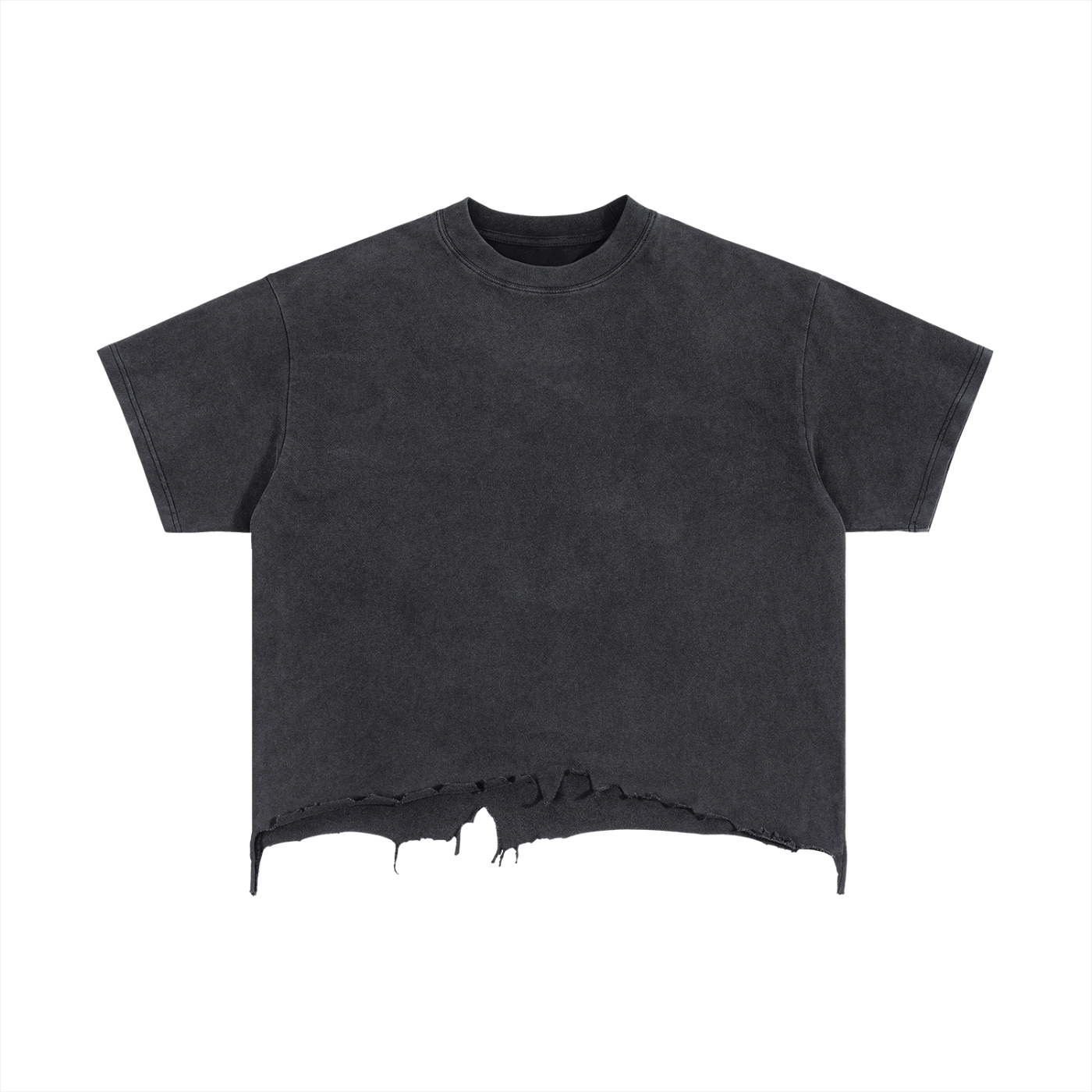 Vintage Wash Boxy Distressed Hem T-Shirt