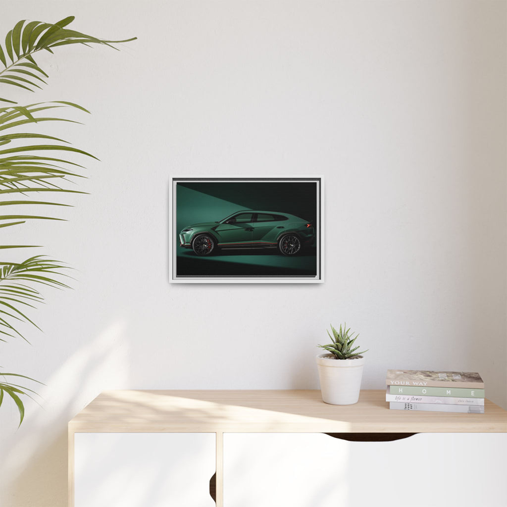 Framed Matte Canvas Print — Emerald Sports SUV Wall Art