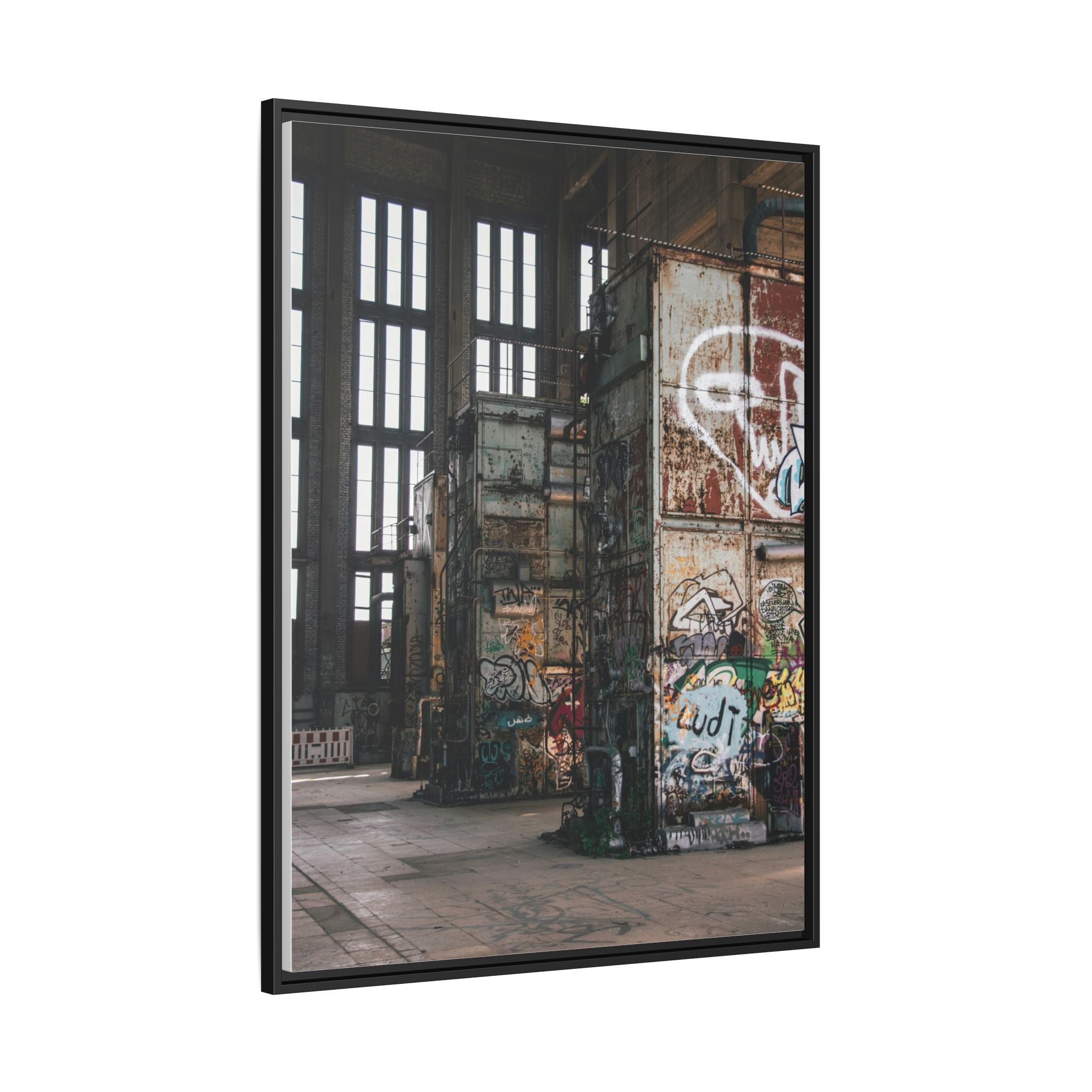 Urban Graffiti Ruins Matte Framed Canvas