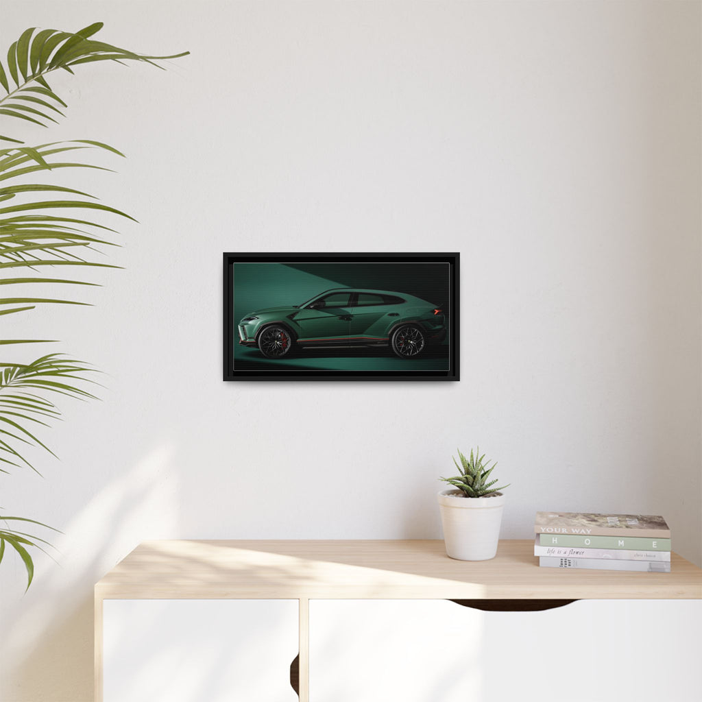Framed Matte Canvas Print — Emerald Sports SUV Wall Art