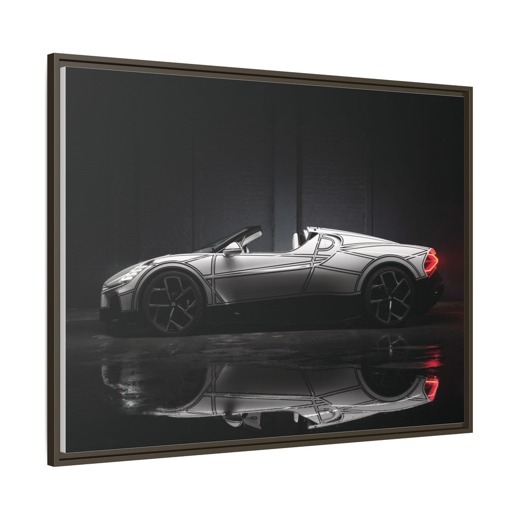 Framed Matte Canvas: Sleek Sports Car Reflection Wall Art