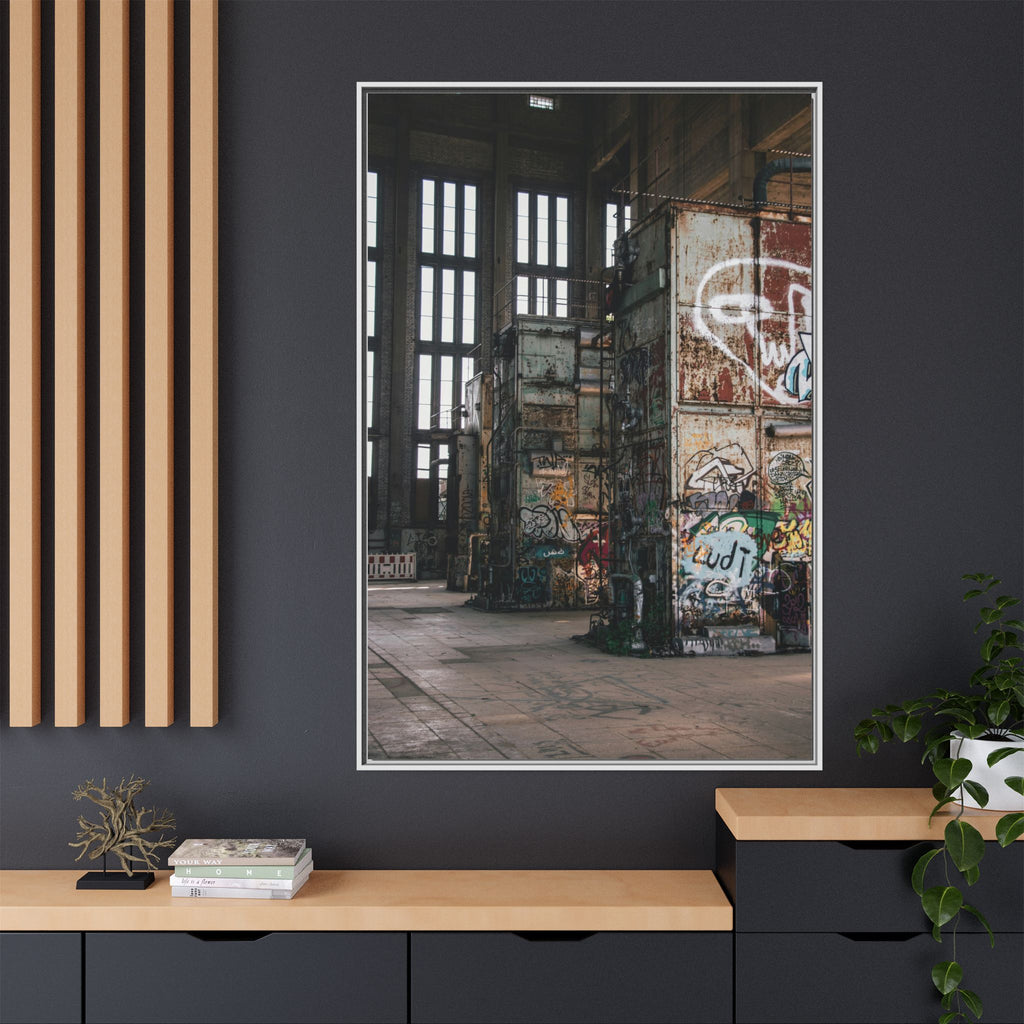 Urban Graffiti Ruins Matte Framed Canvas