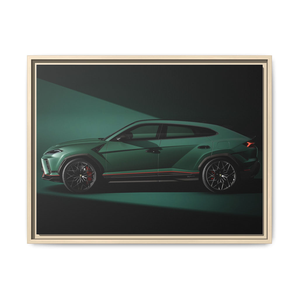 Framed Matte Canvas Print — Emerald Sports SUV Wall Art