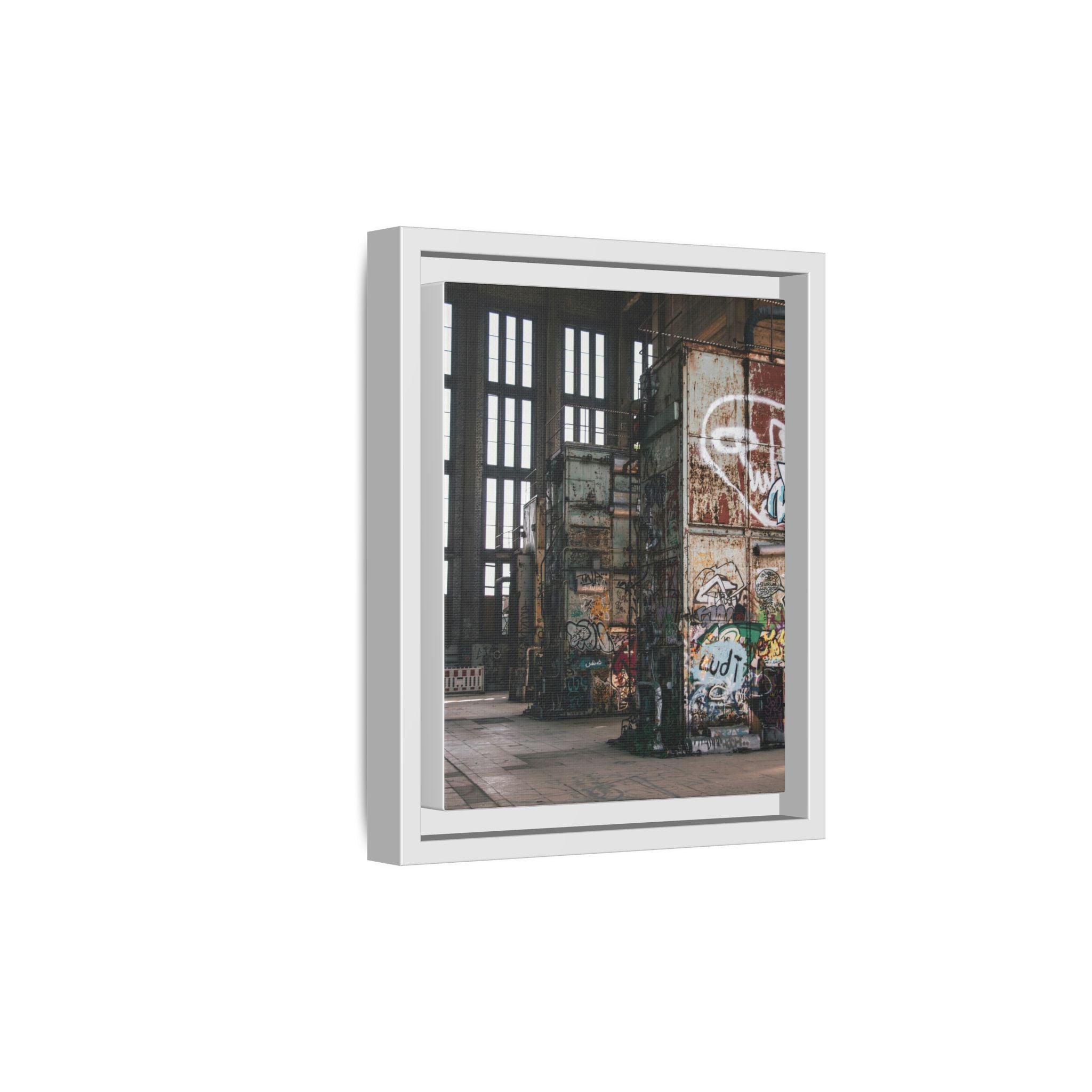 Urban Graffiti Ruins Matte Framed Canvas