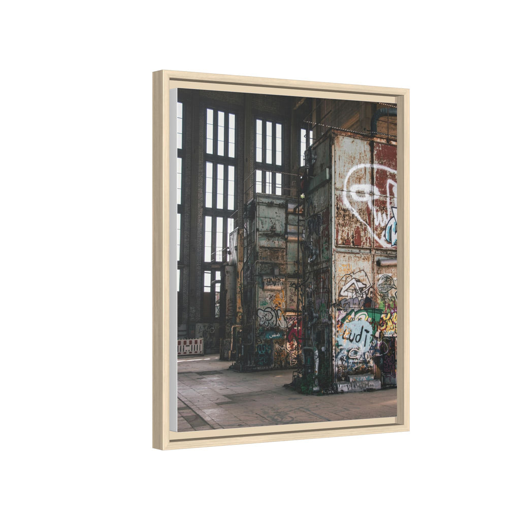 Urban Graffiti Ruins Matte Framed Canvas