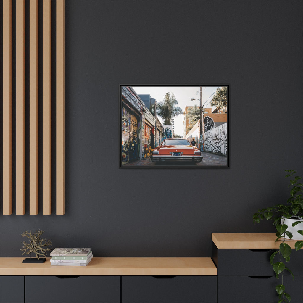 Vintage Chevrolet in Graffiti Alley — Framed Matte Canvas Wall Art