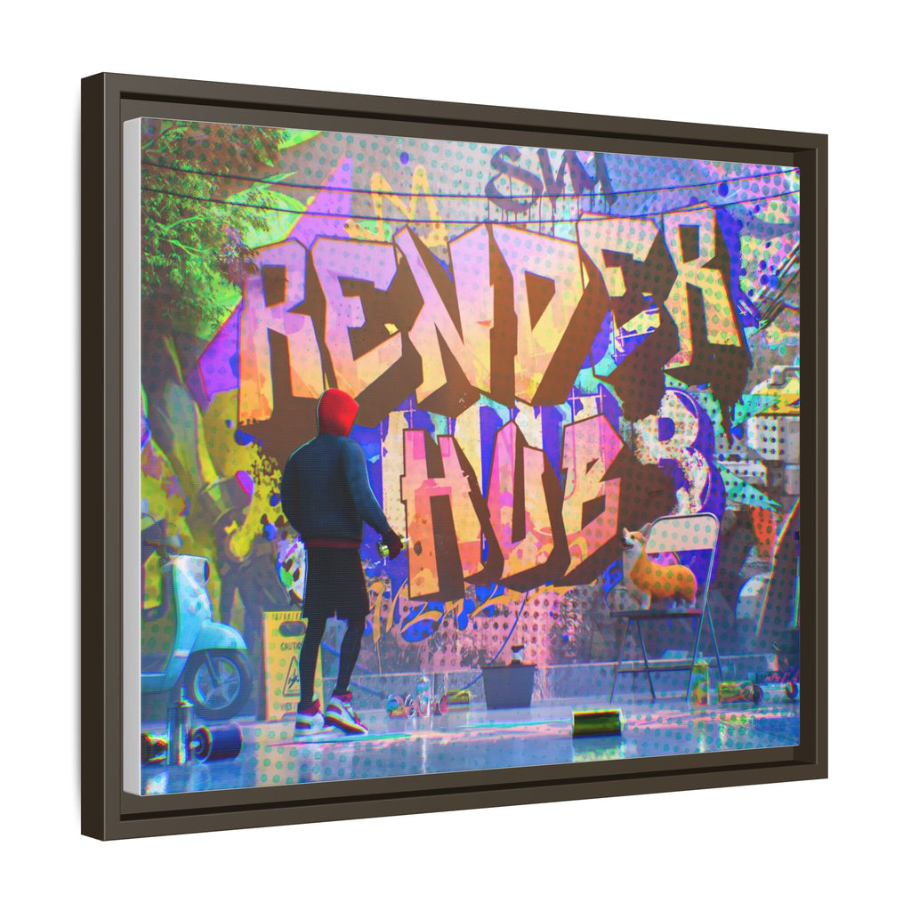 Graffiti Street Art Matte Canvas Framed Print — 'Render Hub' Urban Wall Decor