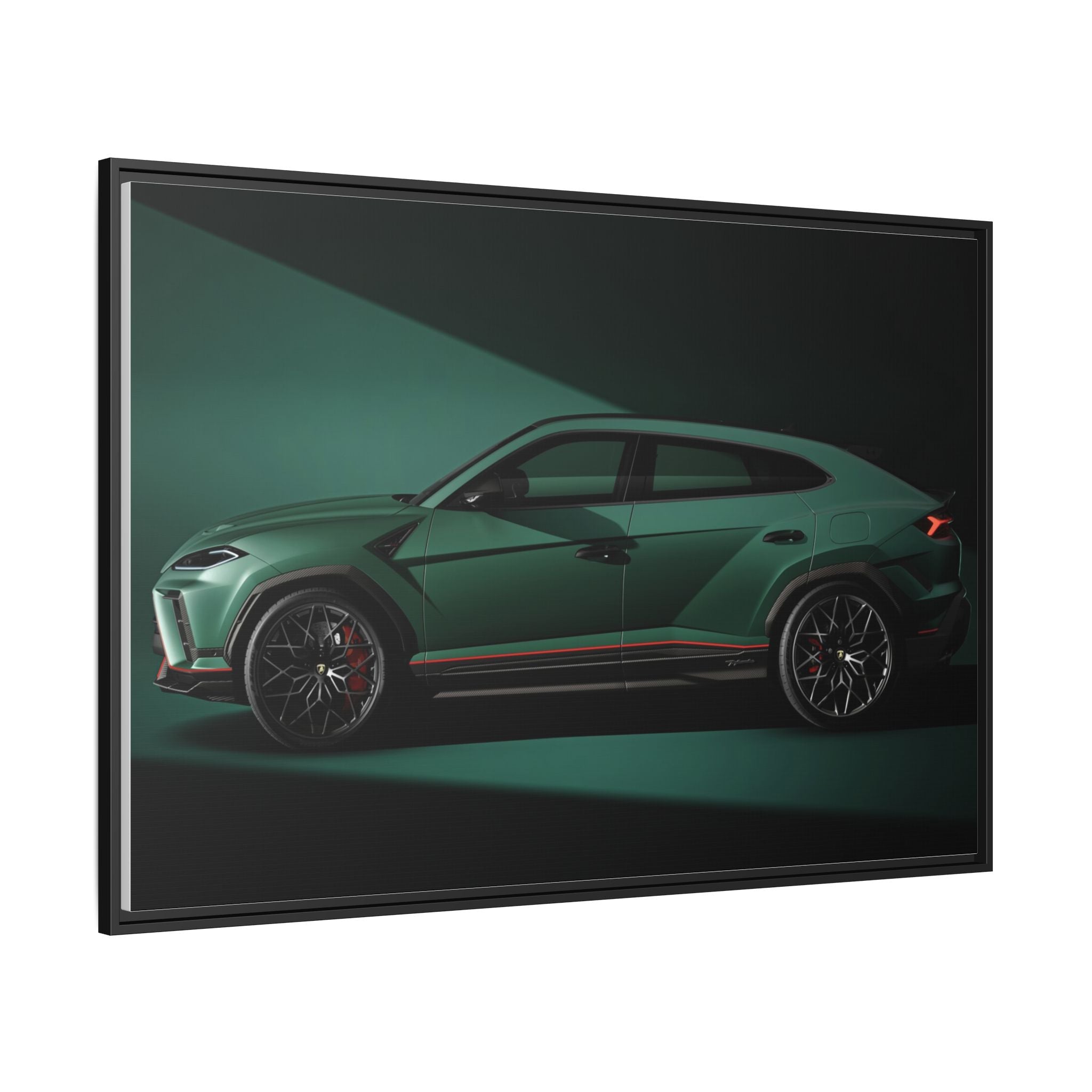 Framed Matte Canvas Print — Emerald Sports SUV Wall Art
