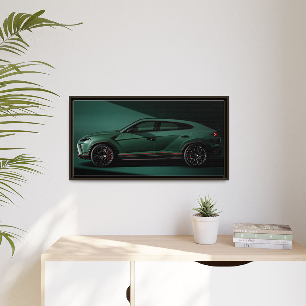 Framed Matte Canvas Print — Emerald Sports SUV Wall Art