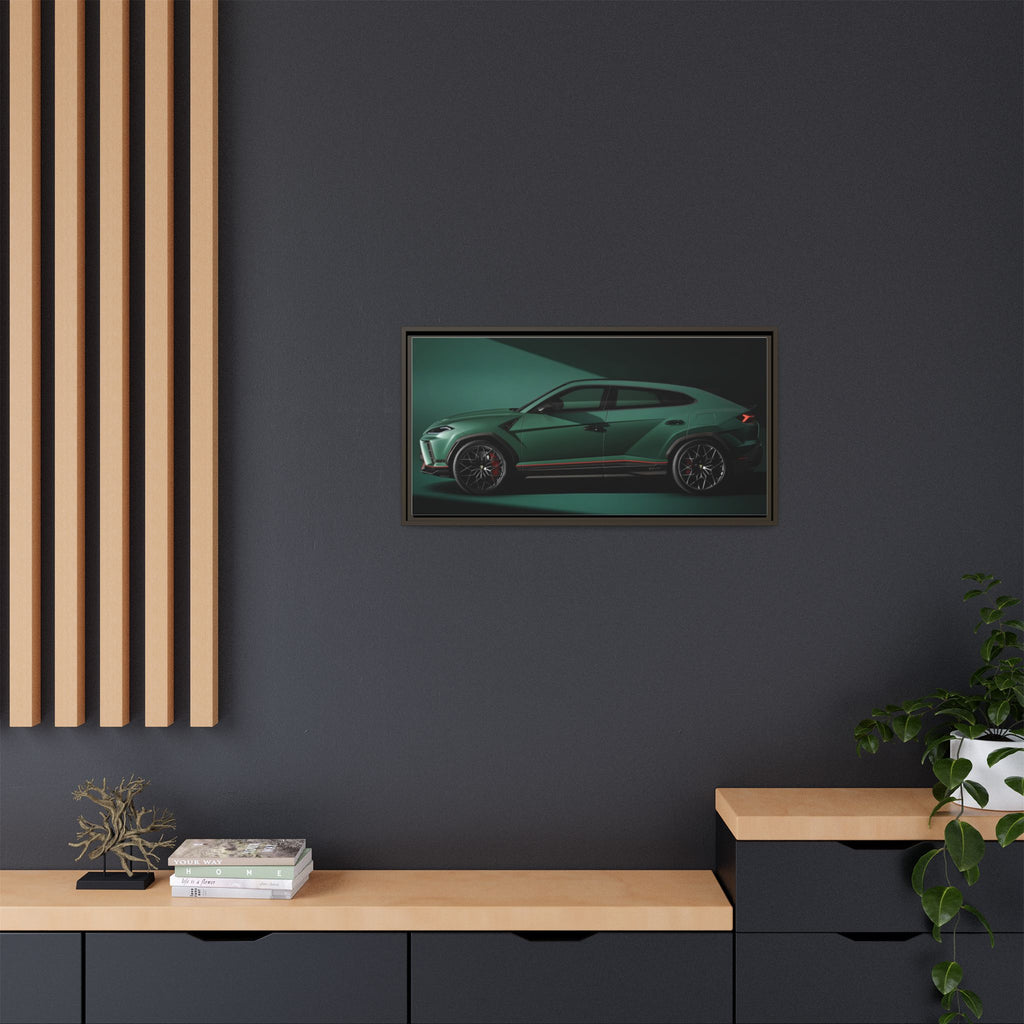 Framed Matte Canvas Print — Emerald Sports SUV Wall Art