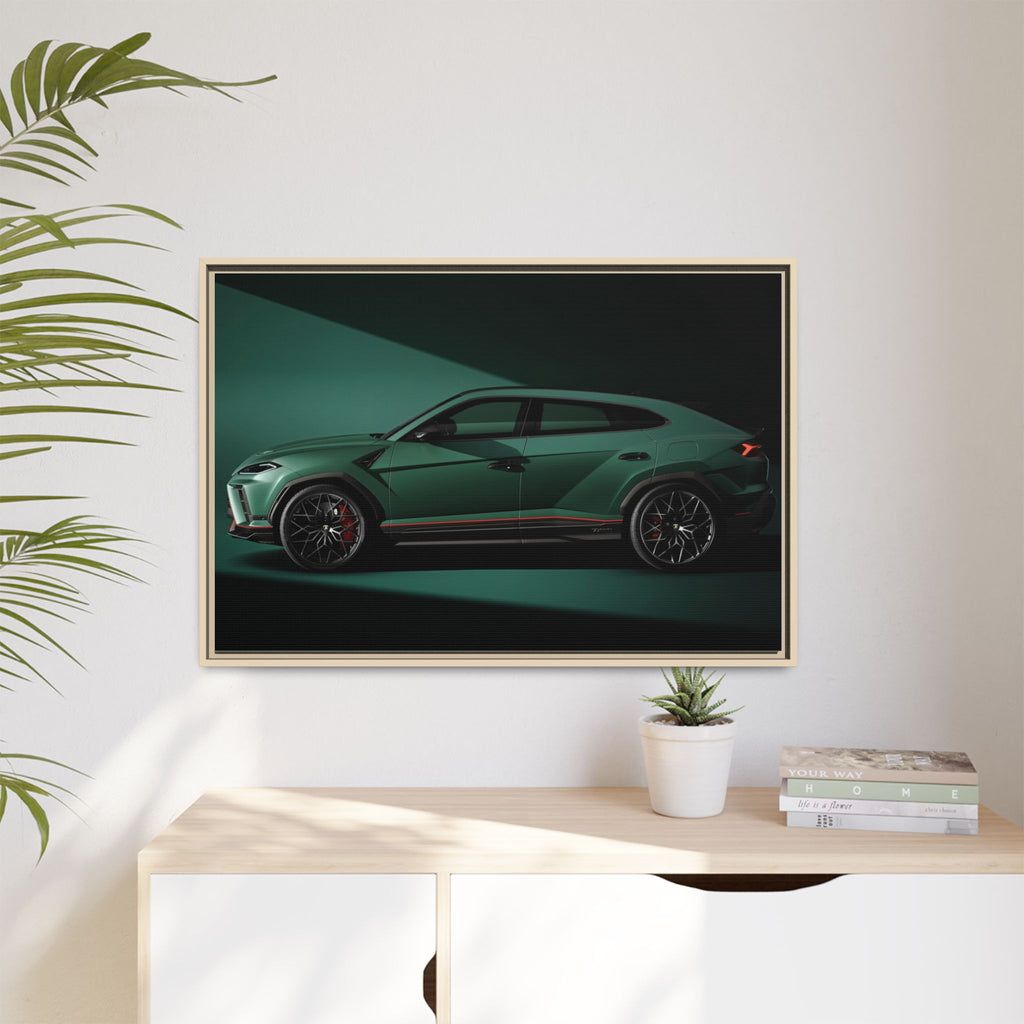 Framed Matte Canvas Print — Emerald Sports SUV Wall Art