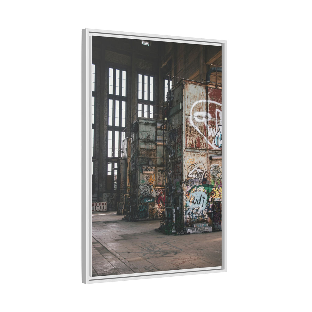 Urban Graffiti Ruins Matte Framed Canvas