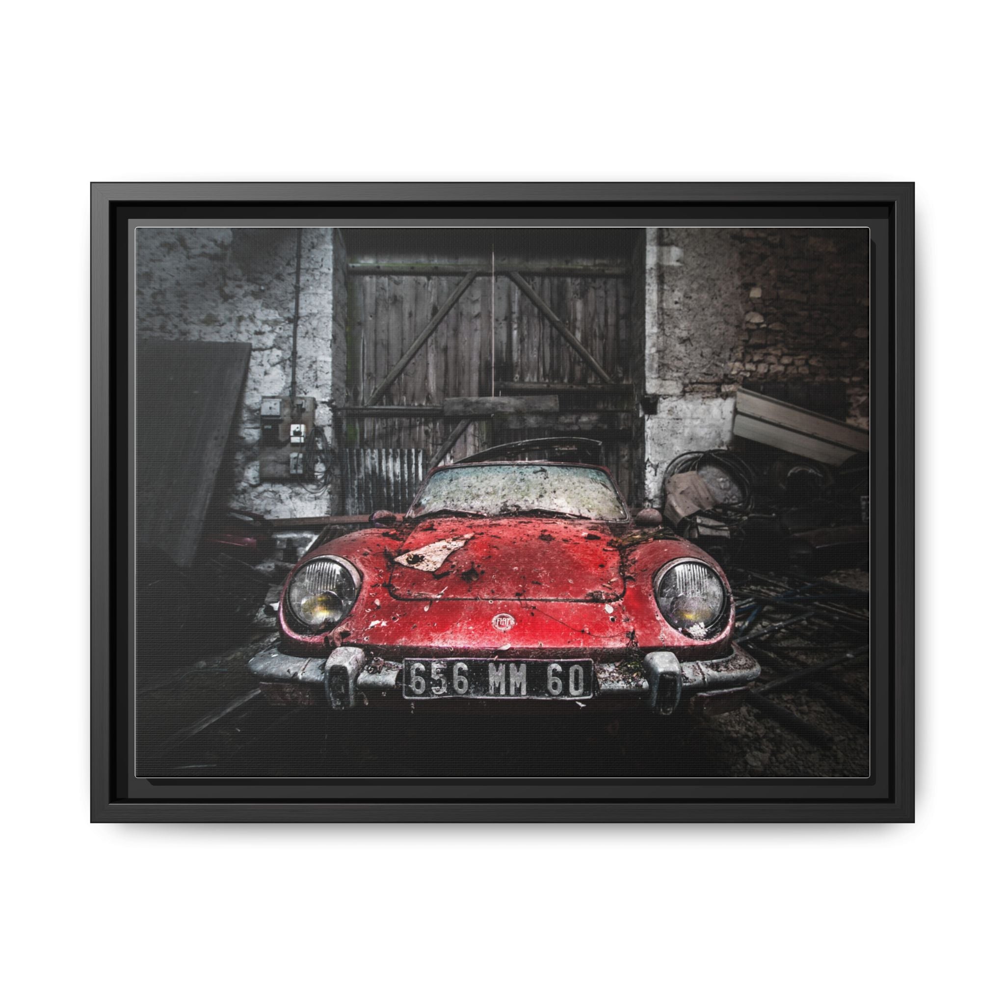 Vintage Red Sports Car Matte Canvas Art — Framed Automotive Wall Decor