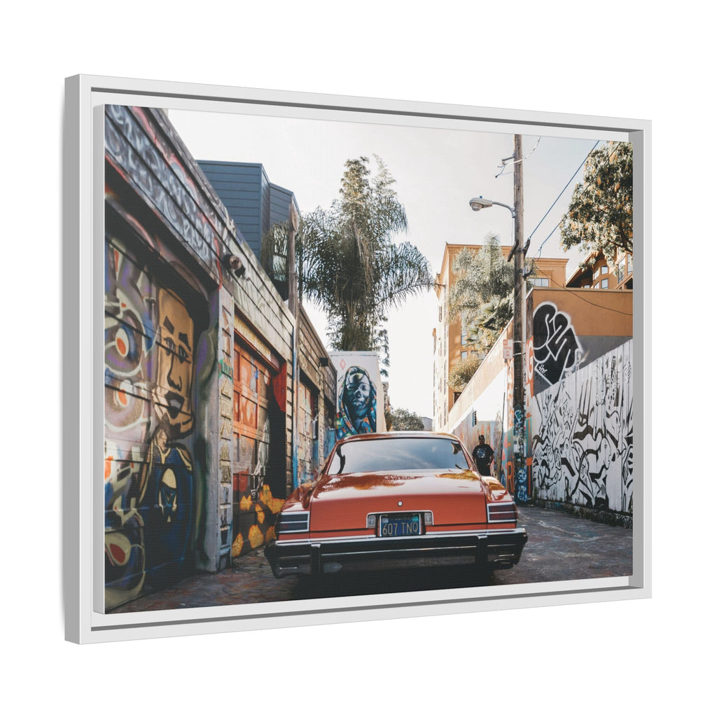 Vintage Chevrolet in Graffiti Alley — Framed Matte Canvas Wall Art