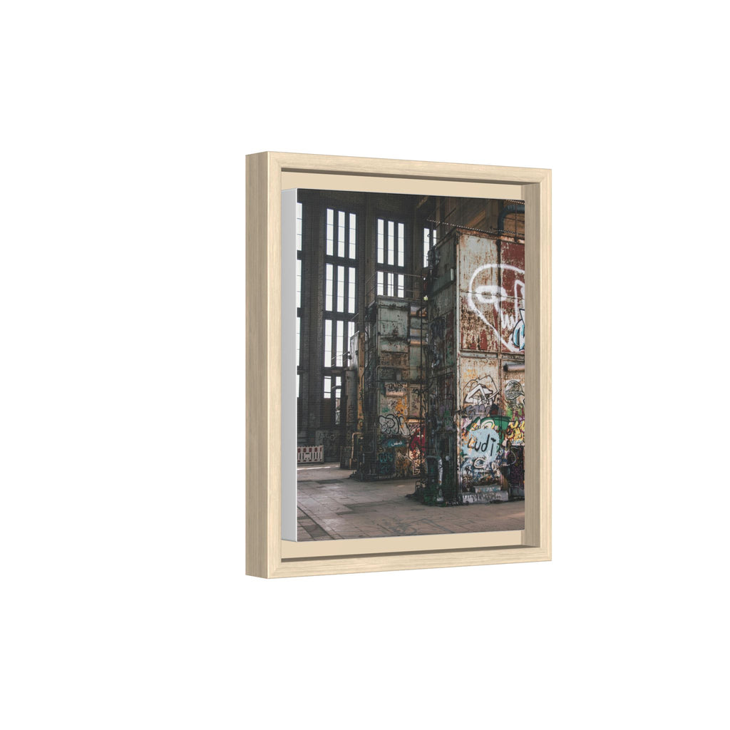 Urban Graffiti Ruins Matte Framed Canvas