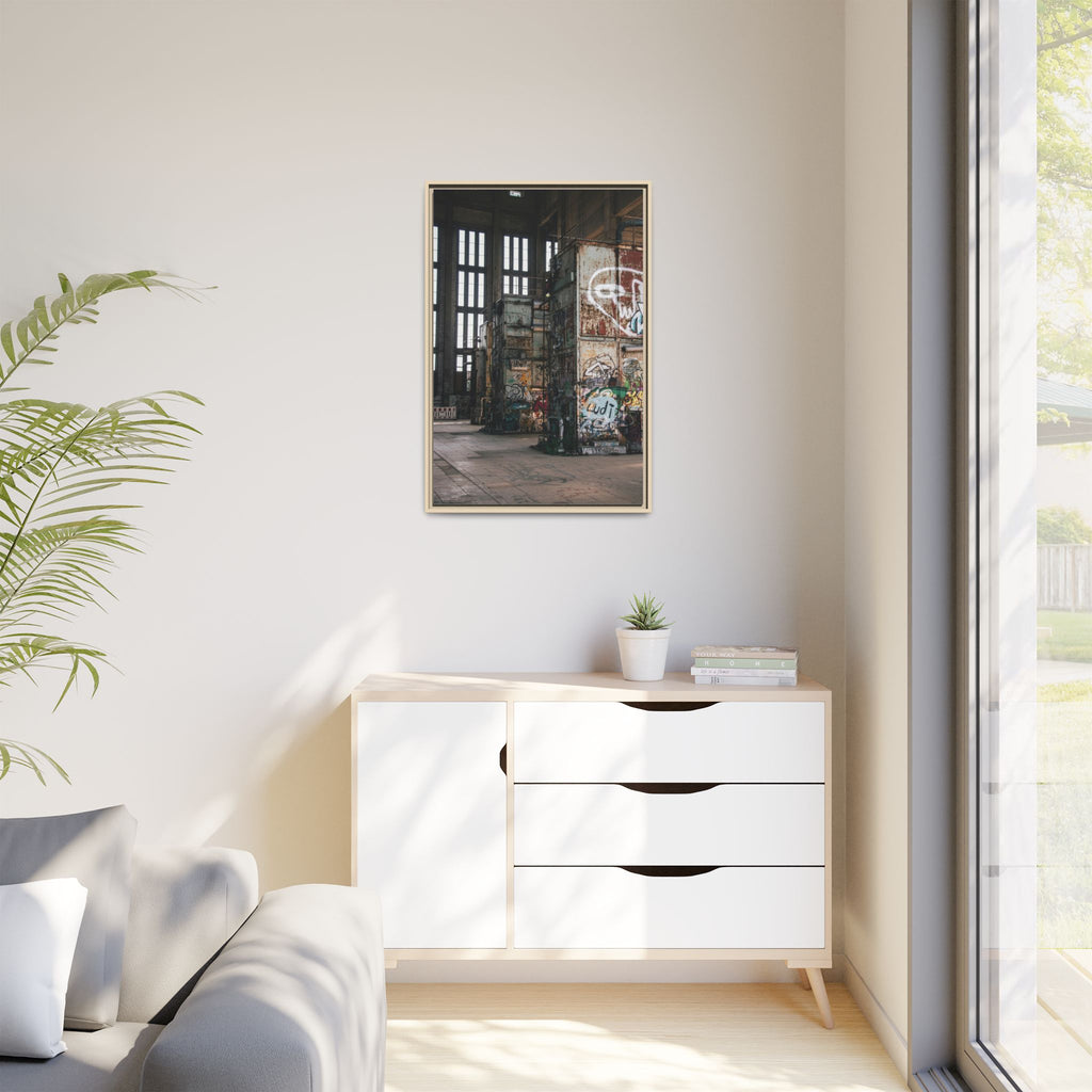 Urban Graffiti Ruins Matte Framed Canvas
