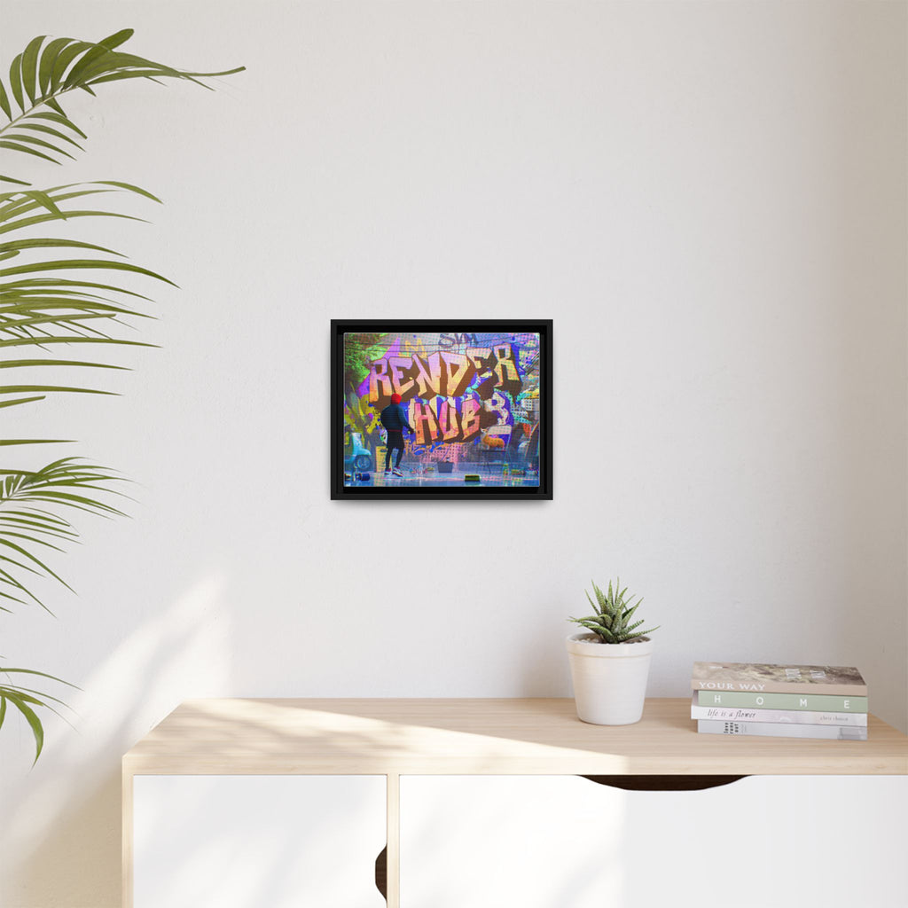 Graffiti Street Art Matte Canvas Framed Print — 'Render Hub' Urban Wall Decor