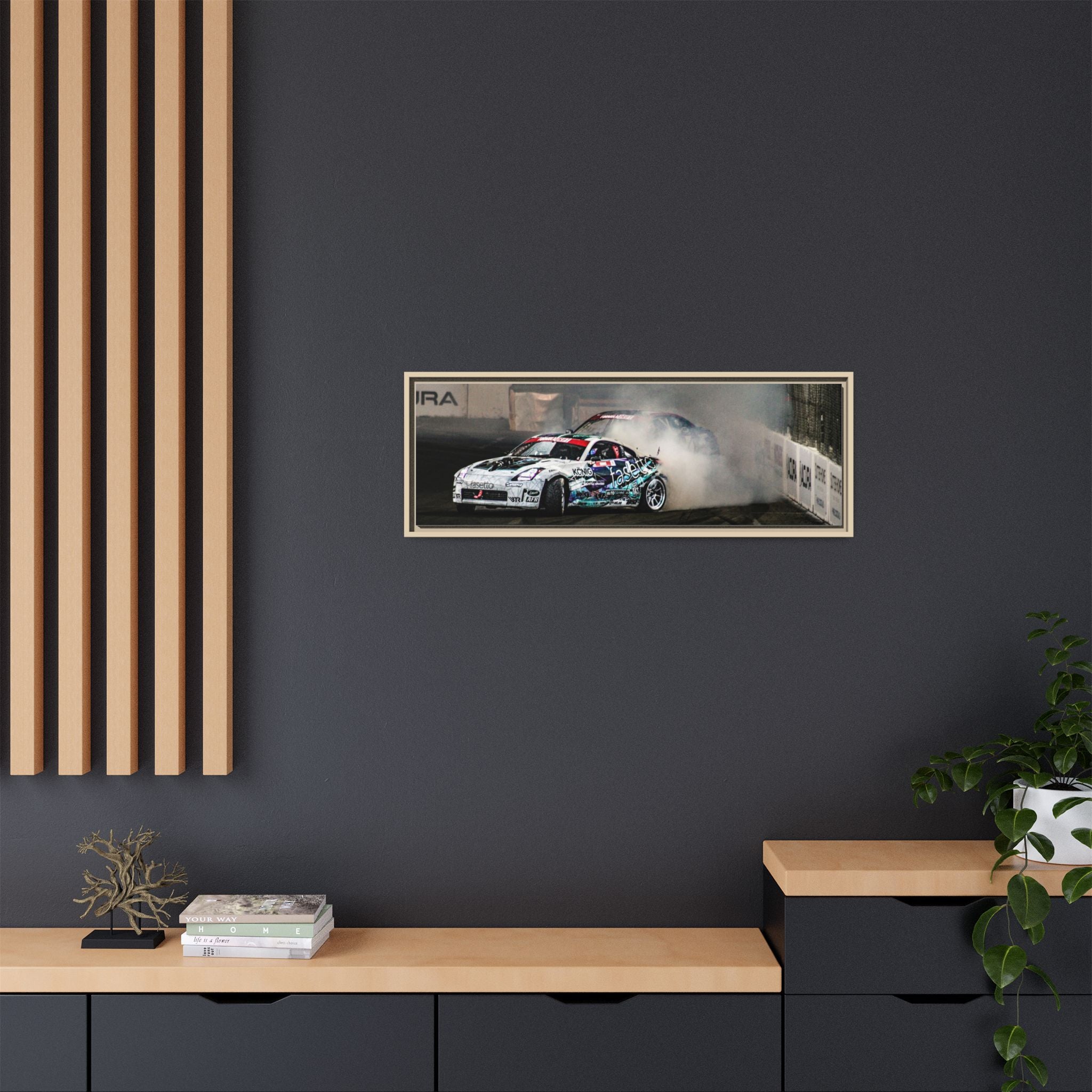 Drift Racing Canvas Print — Framed Matte Automotive Wall Art