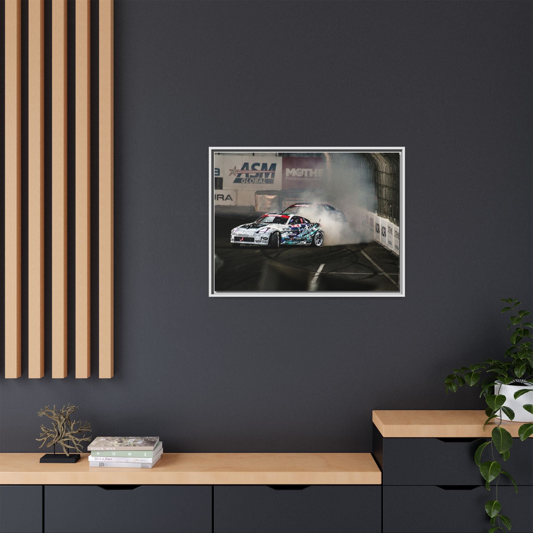 Drift Racing Canvas Print — Framed Matte Automotive Wall Art