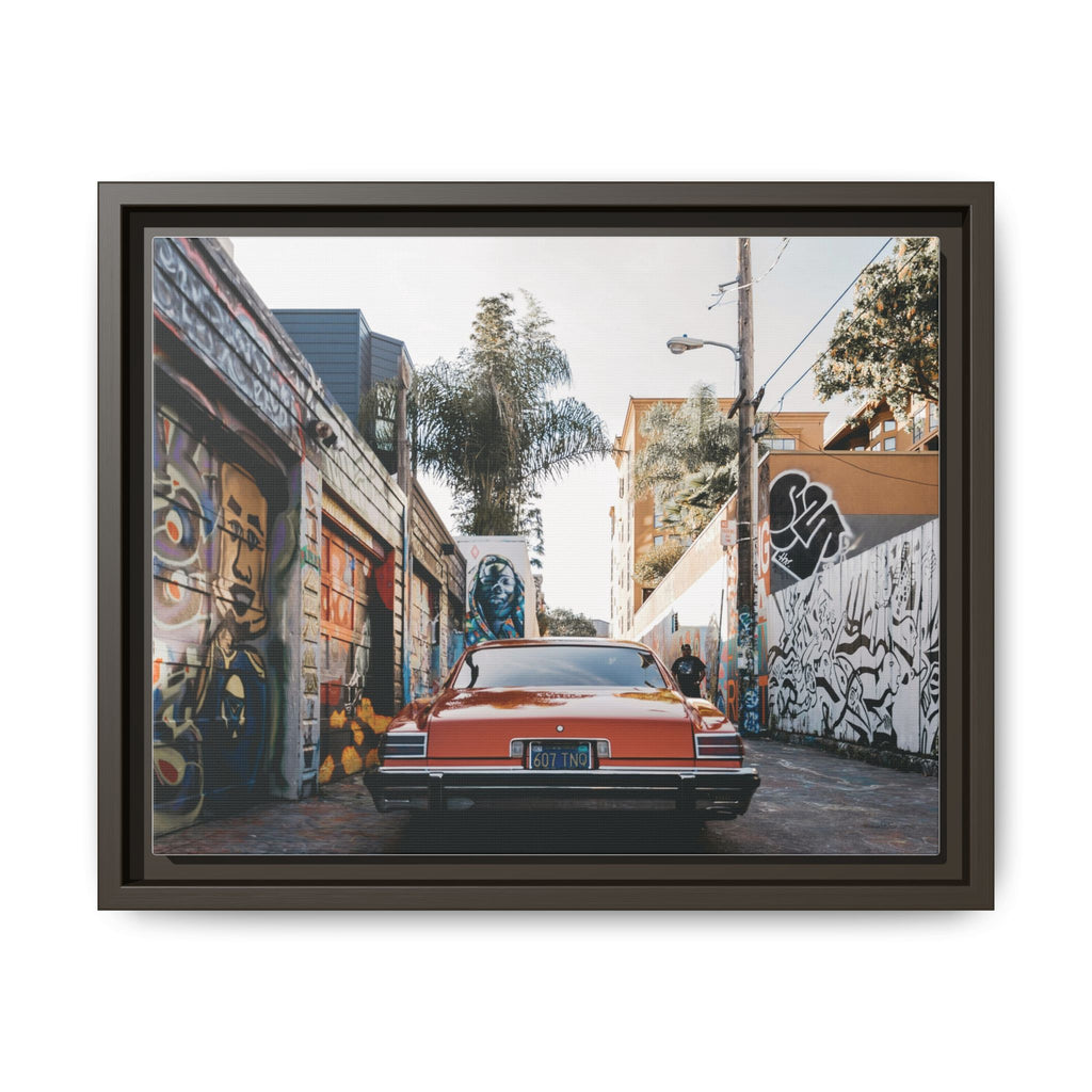 Vintage Chevrolet in Graffiti Alley — Framed Matte Canvas Wall Art
