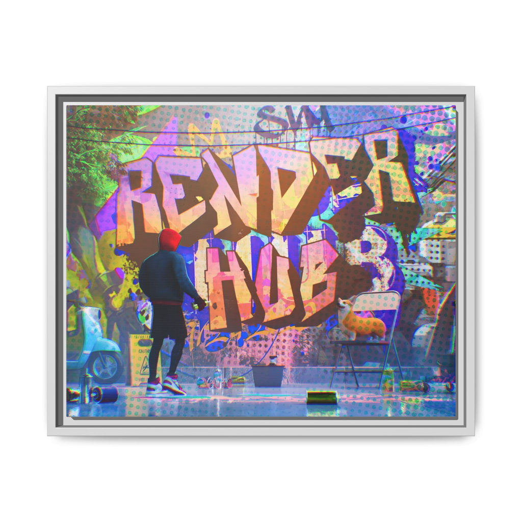 Graffiti Street Art Matte Canvas Framed Print — 'Render Hub' Urban Wall Decor