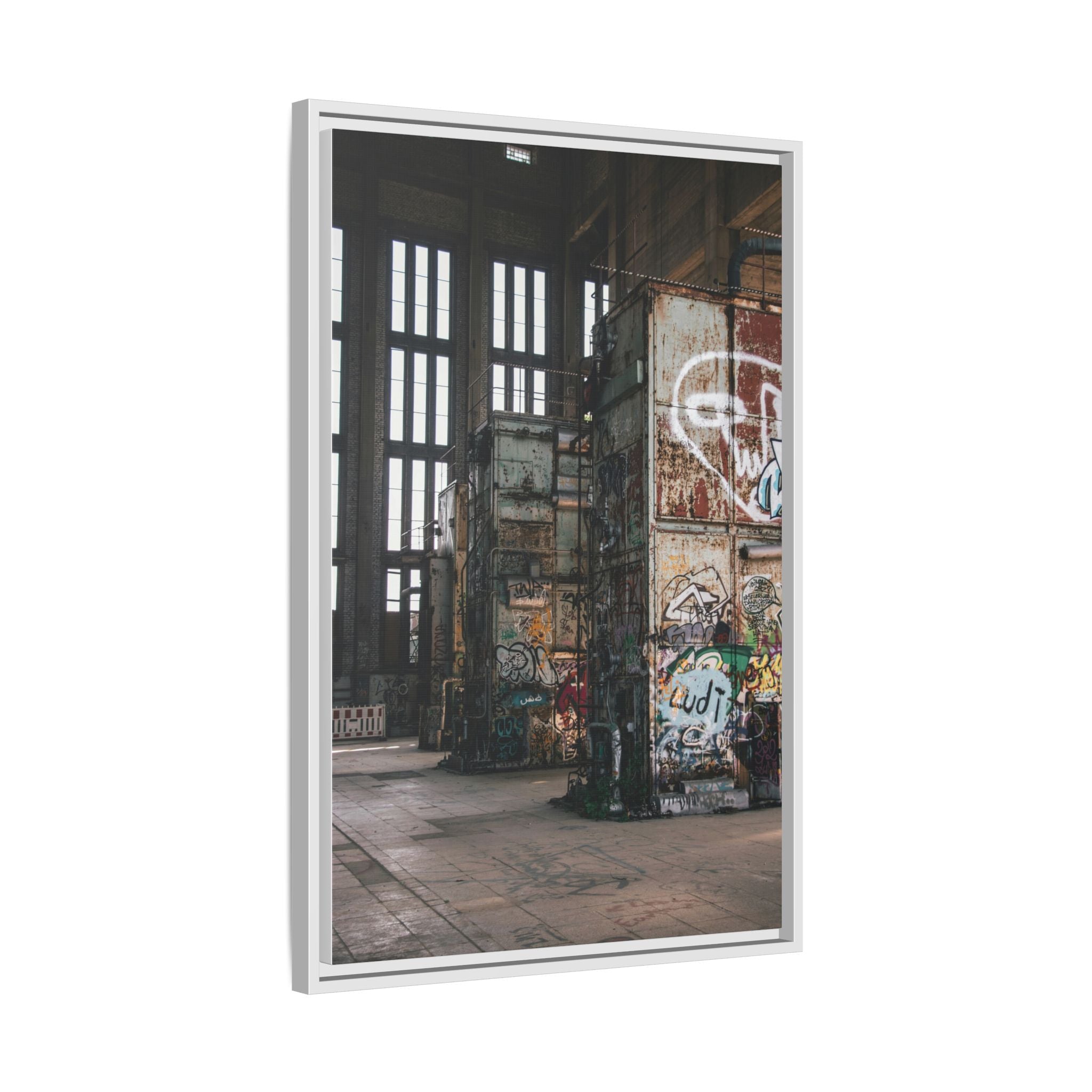 Urban Graffiti Ruins Matte Framed Canvas