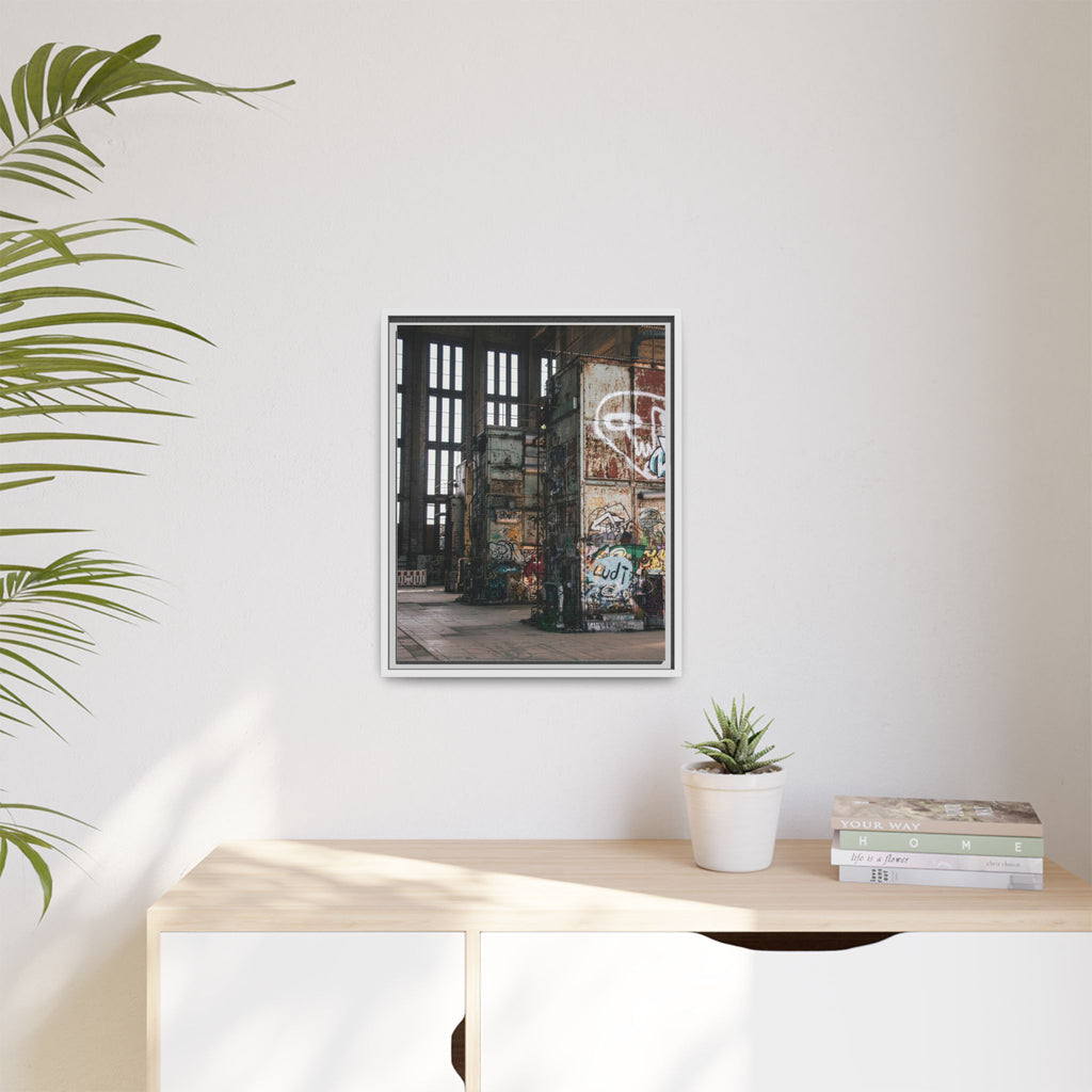 Urban Graffiti Ruins Matte Framed Canvas