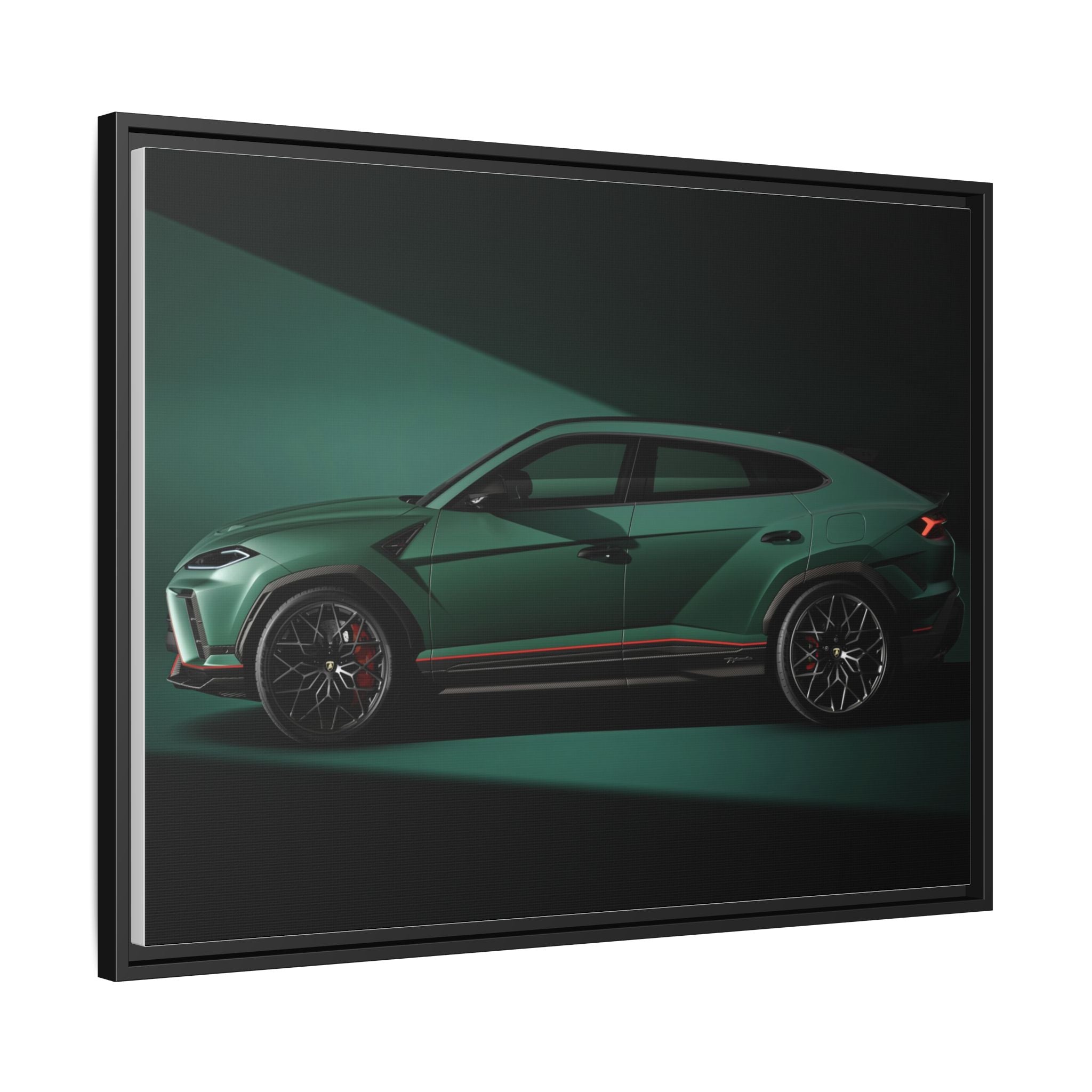 Framed Matte Canvas Print — Emerald Sports SUV Wall Art