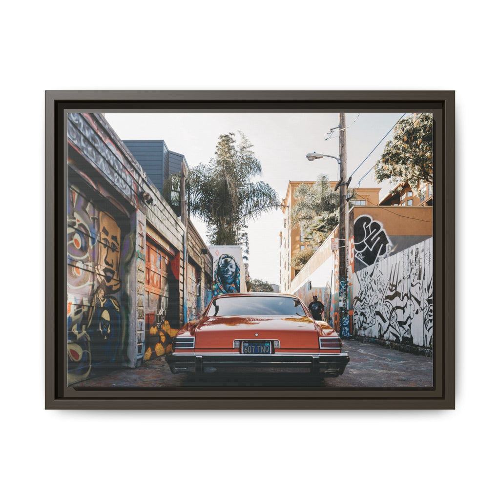 Vintage Chevrolet in Graffiti Alley — Framed Matte Canvas Wall Art