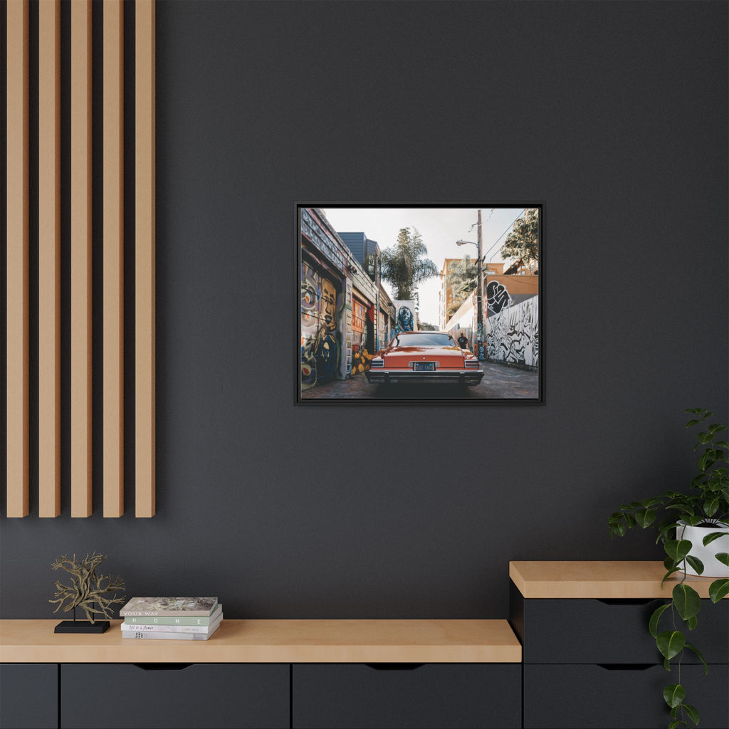 Vintage Chevrolet in Graffiti Alley — Framed Matte Canvas Wall Art