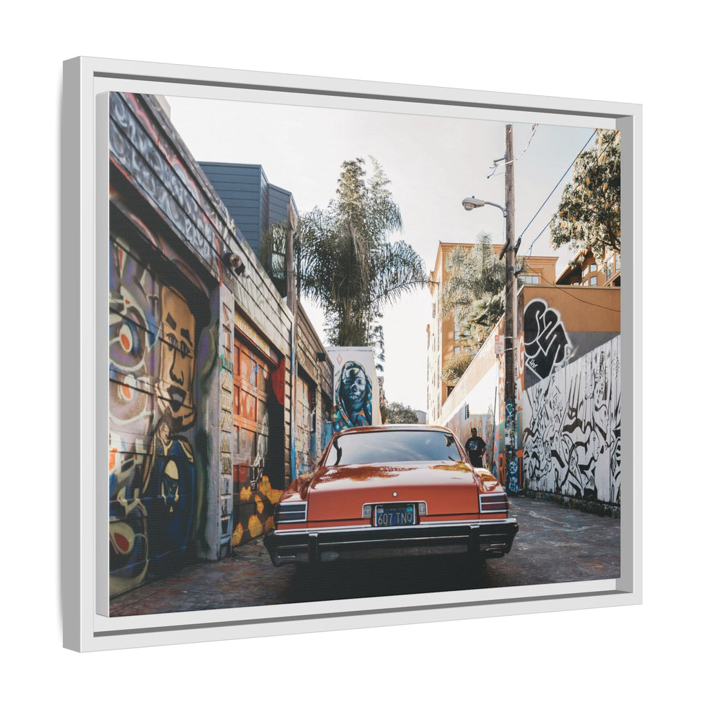 Vintage Chevrolet in Graffiti Alley — Framed Matte Canvas Wall Art