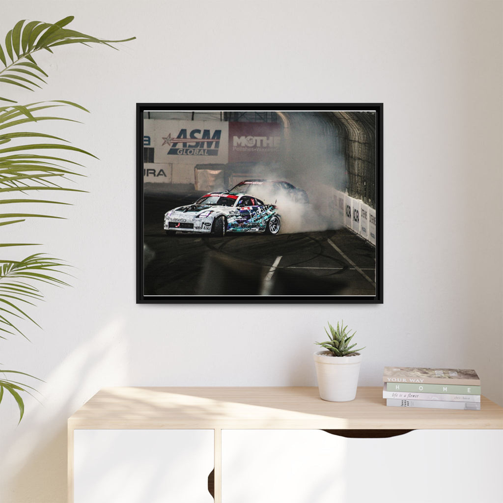 Drift Racing Canvas Print — Framed Matte Automotive Wall Art