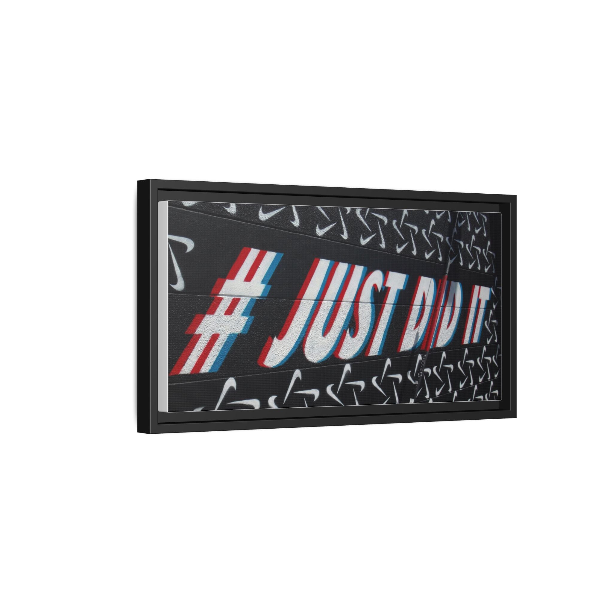 Framed Matte Canvas “#JUST DID IT” Street Art Print