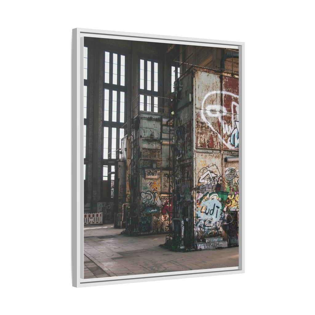 Urban Graffiti Ruins Matte Framed Canvas