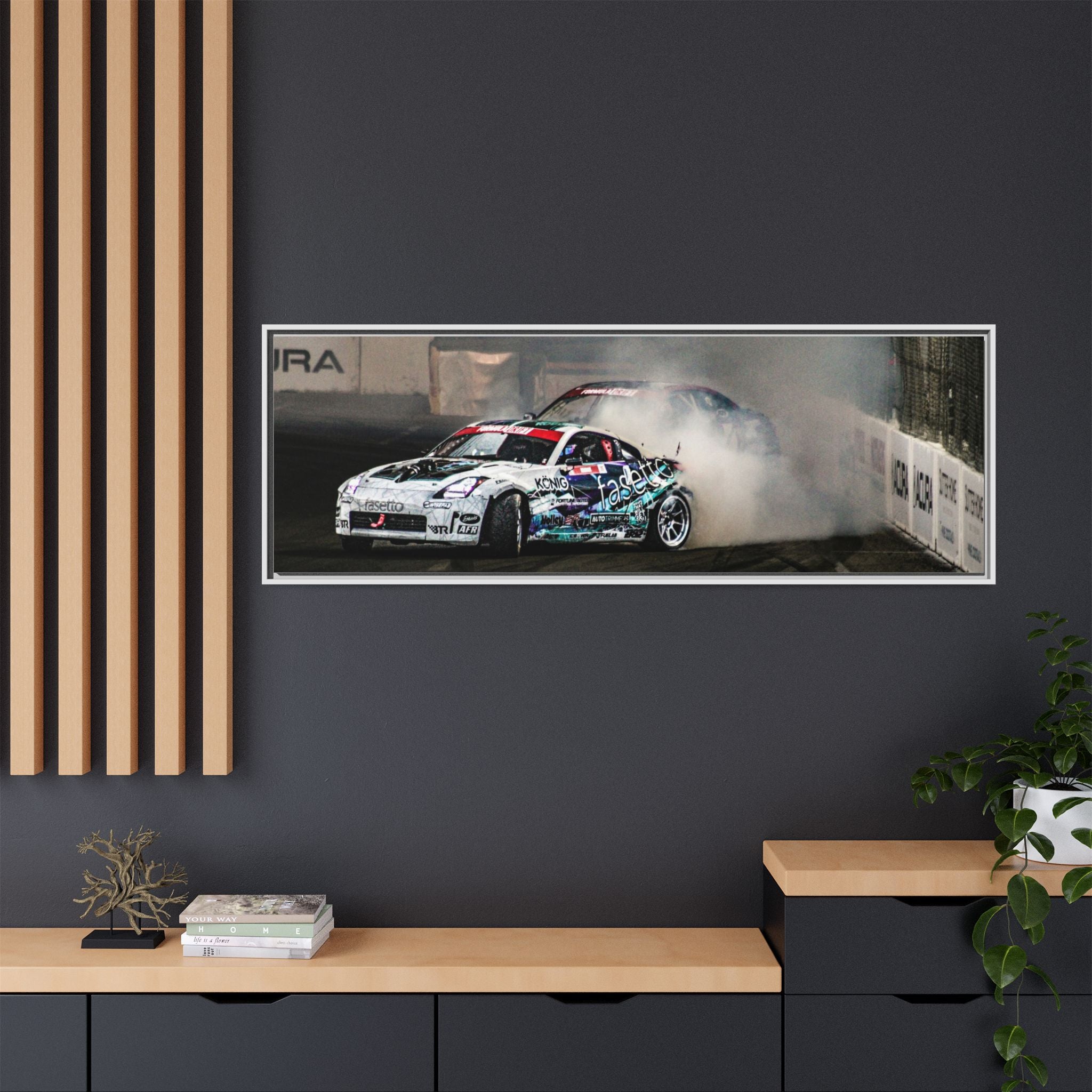 Drift Racing Canvas Print — Framed Matte Automotive Wall Art