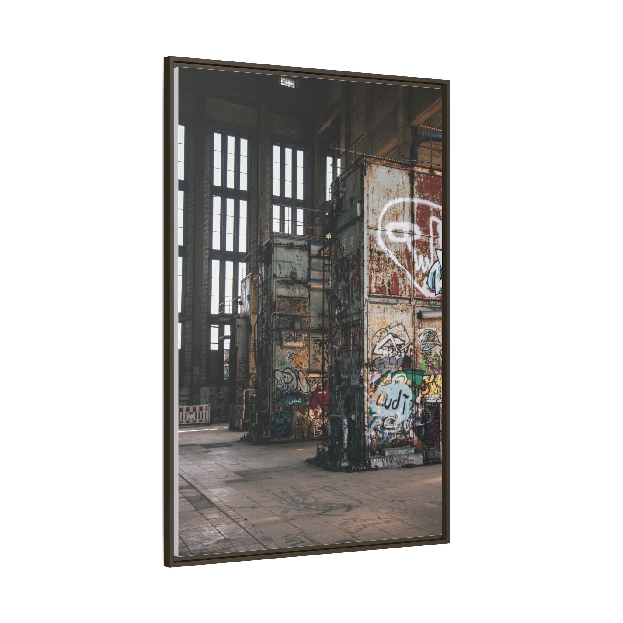 Urban Graffiti Ruins Matte Framed Canvas