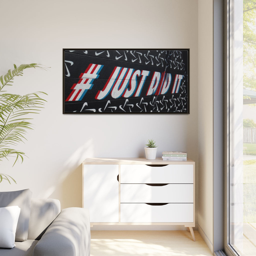 Framed Matte Canvas “#JUST DID IT” Street Art Print