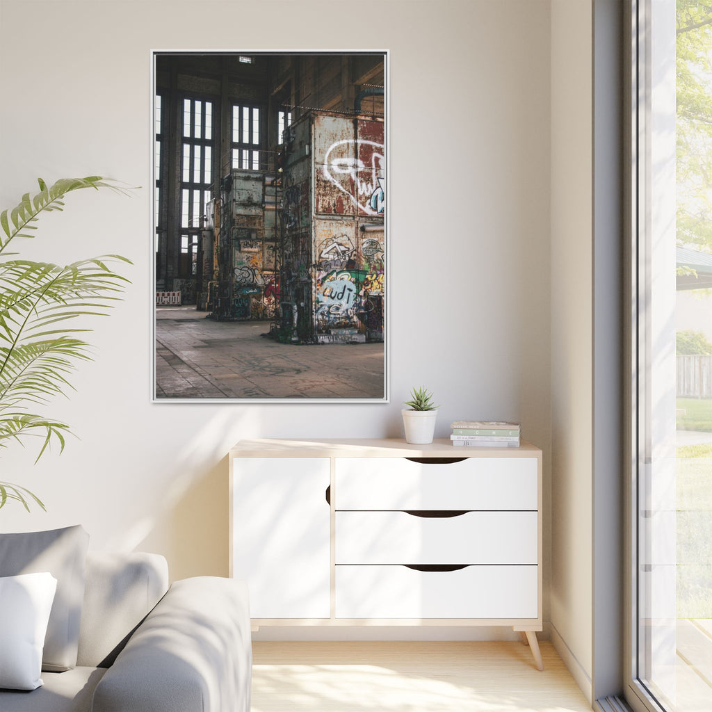 Urban Graffiti Ruins Matte Framed Canvas