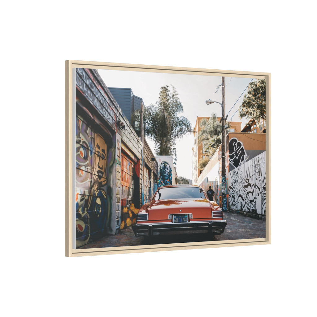 Vintage Chevrolet in Graffiti Alley — Framed Matte Canvas Wall Art