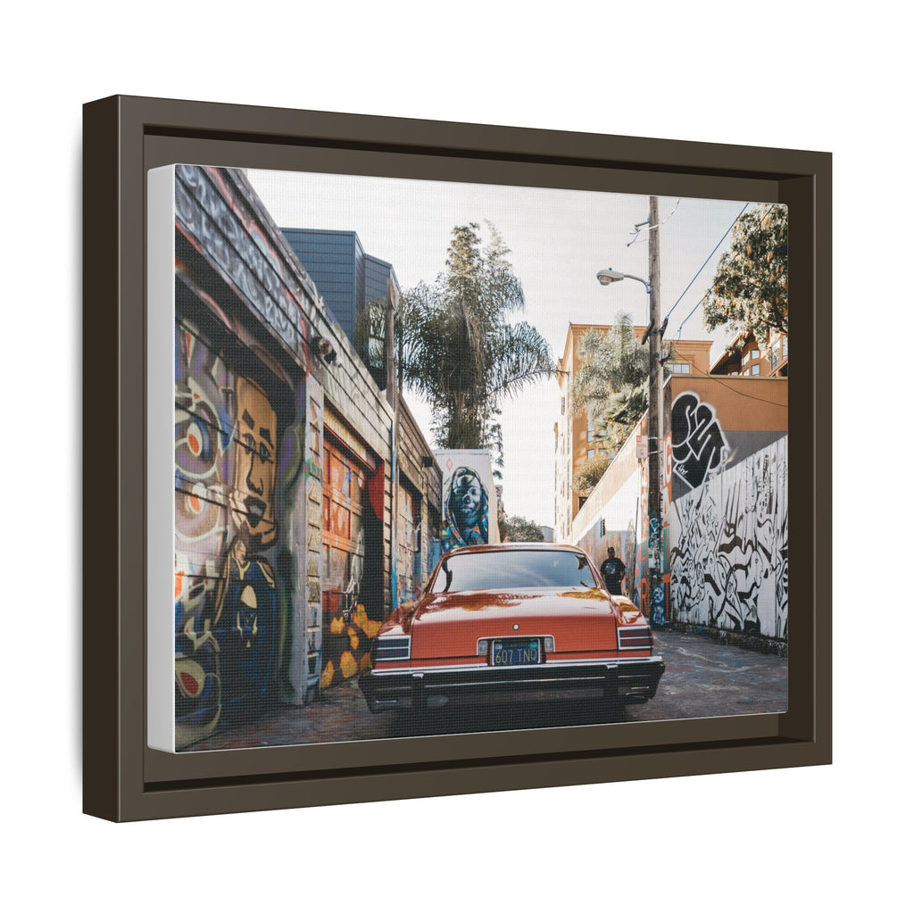 Vintage Chevrolet in Graffiti Alley — Framed Matte Canvas Wall Art