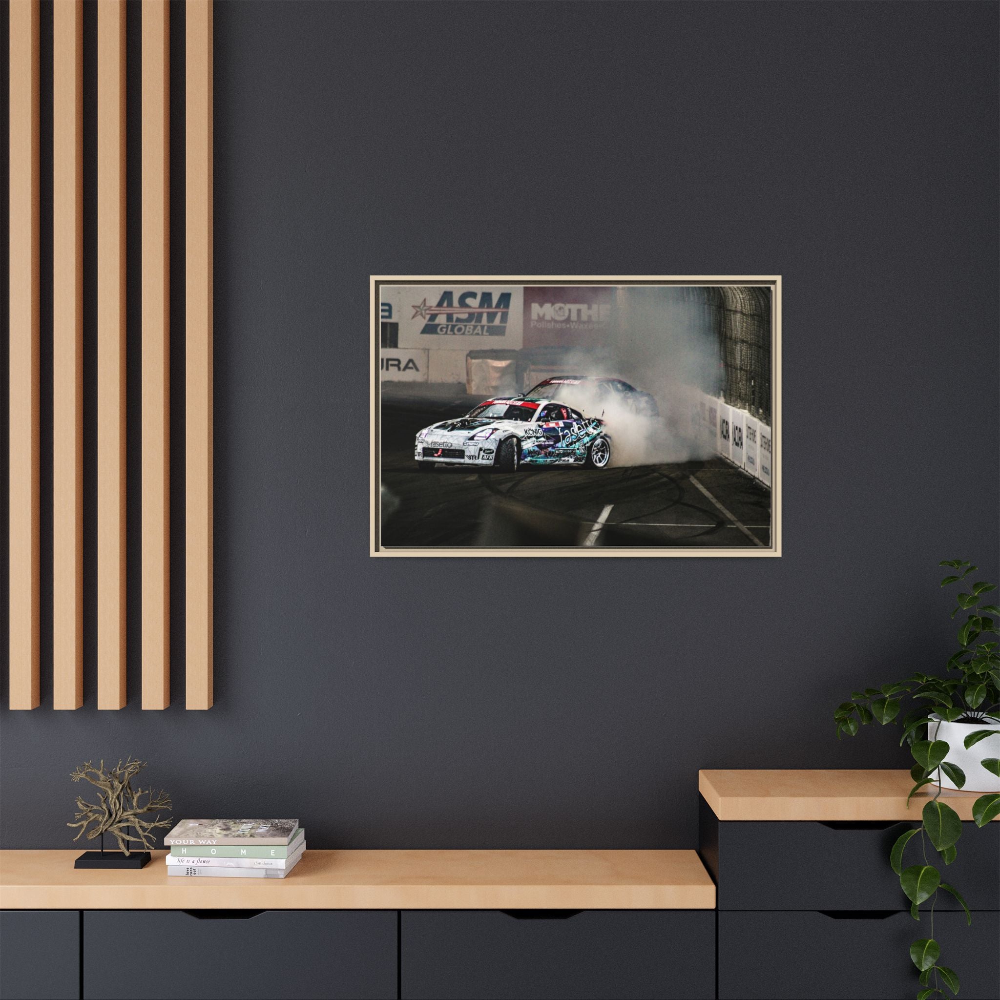 Drift Racing Canvas Print — Framed Matte Automotive Wall Art