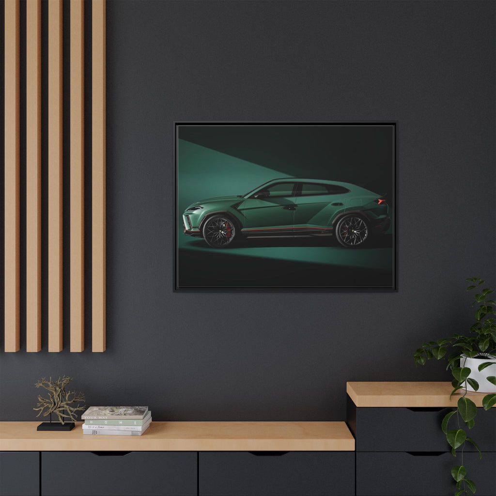 Framed Matte Canvas Print — Emerald Sports SUV Wall Art