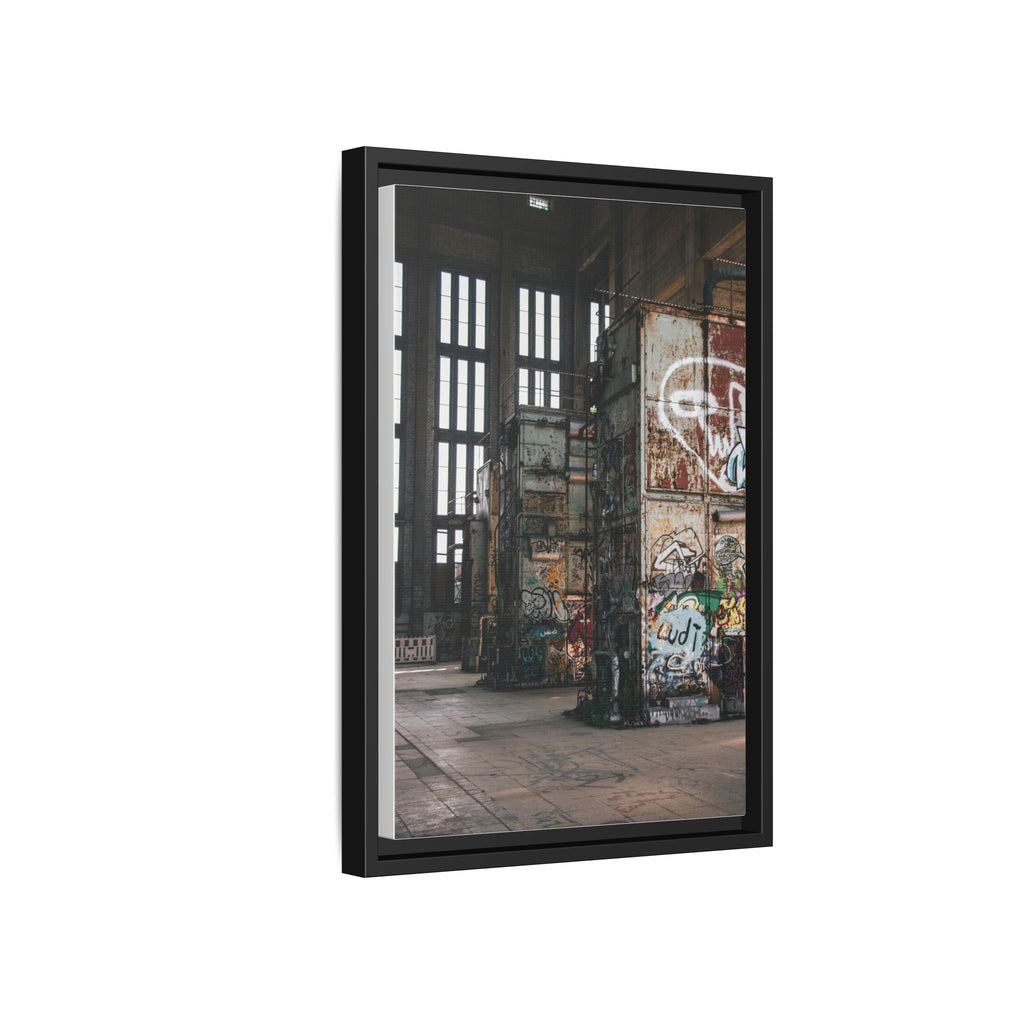 Urban Graffiti Ruins Matte Framed Canvas