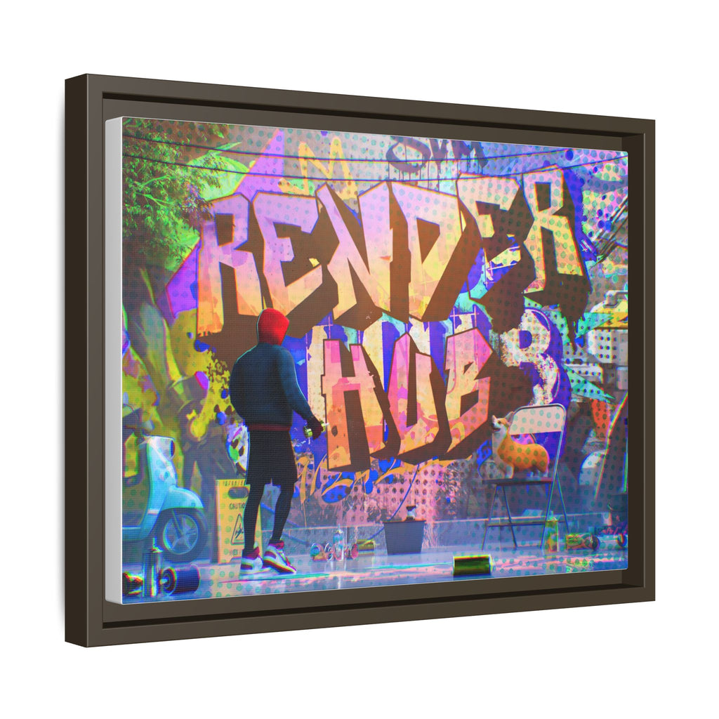 Graffiti Street Art Matte Canvas Framed Print — 'Render Hub' Urban Wall Decor