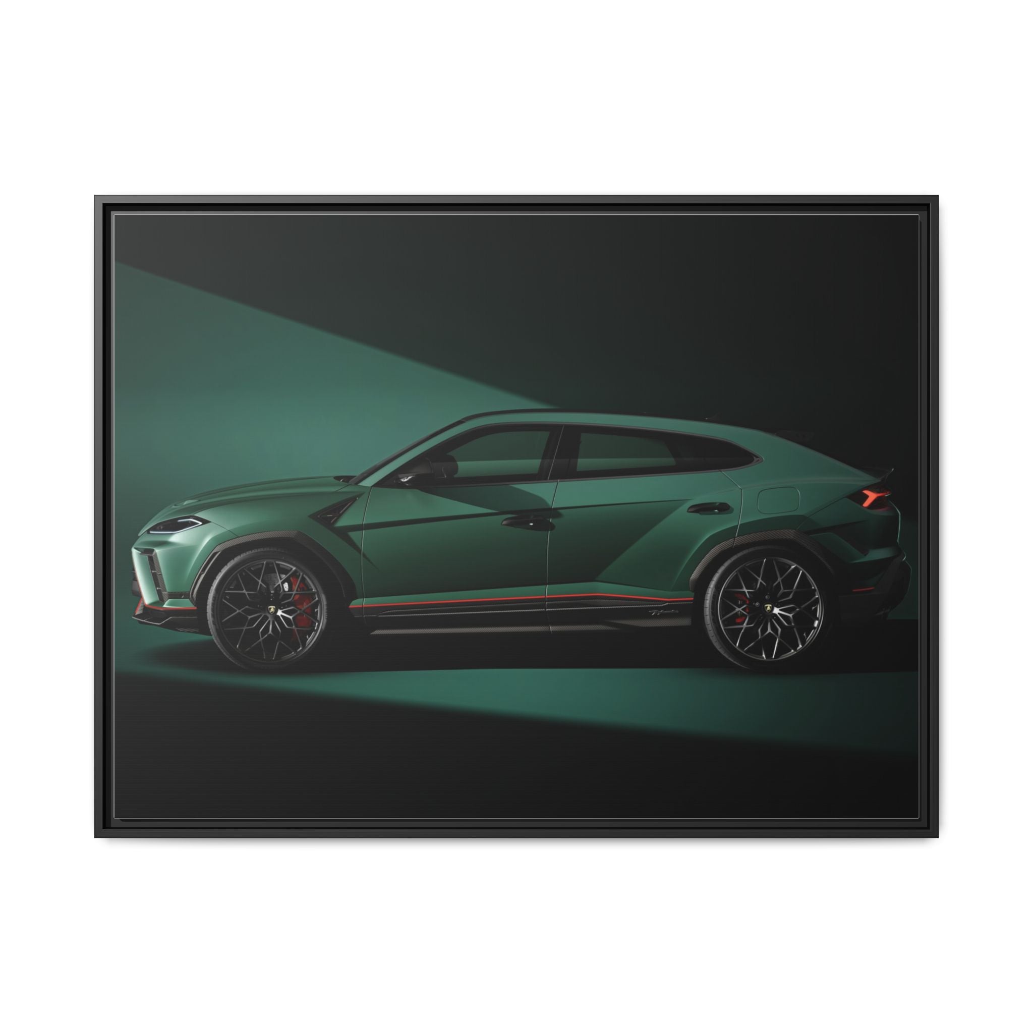 Framed Matte Canvas Print — Emerald Sports SUV Wall Art