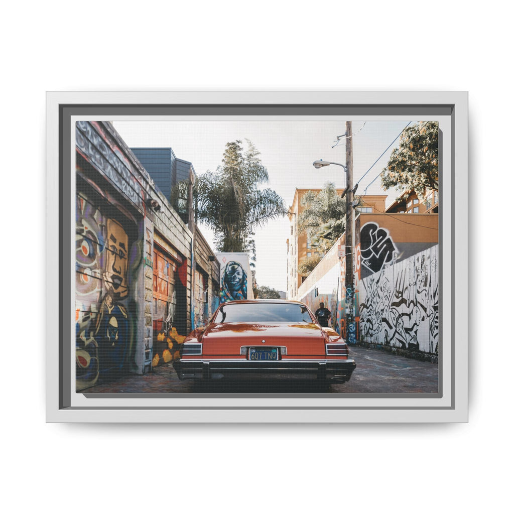 Vintage Chevrolet in Graffiti Alley — Framed Matte Canvas Wall Art